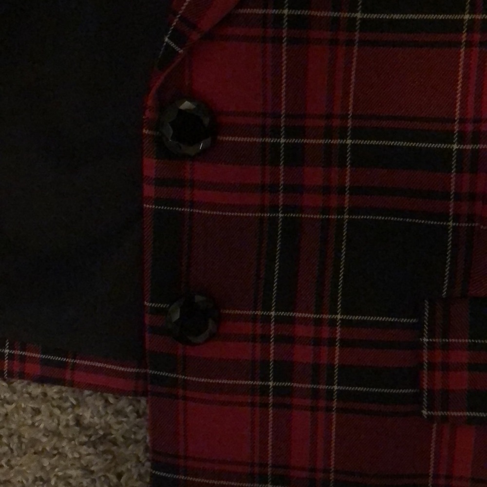 Red plaid CeCe blazer. Size XS, worn only twice, so like new - Picture 4 of 5